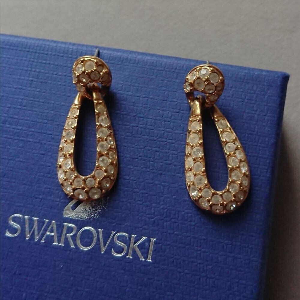 Gold tone Swarovski dangle earrings